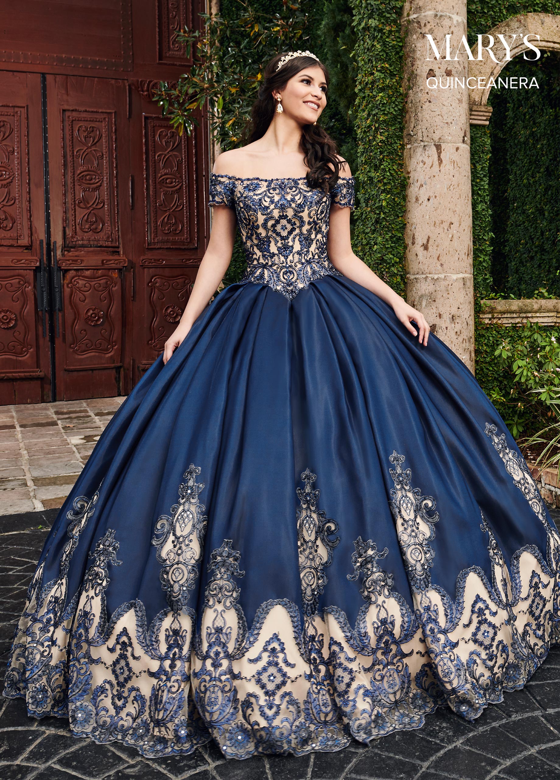 Marys Quinceanera Dresses In Navy/Nude Or Burgundy/Nude Color - Toledoz ...